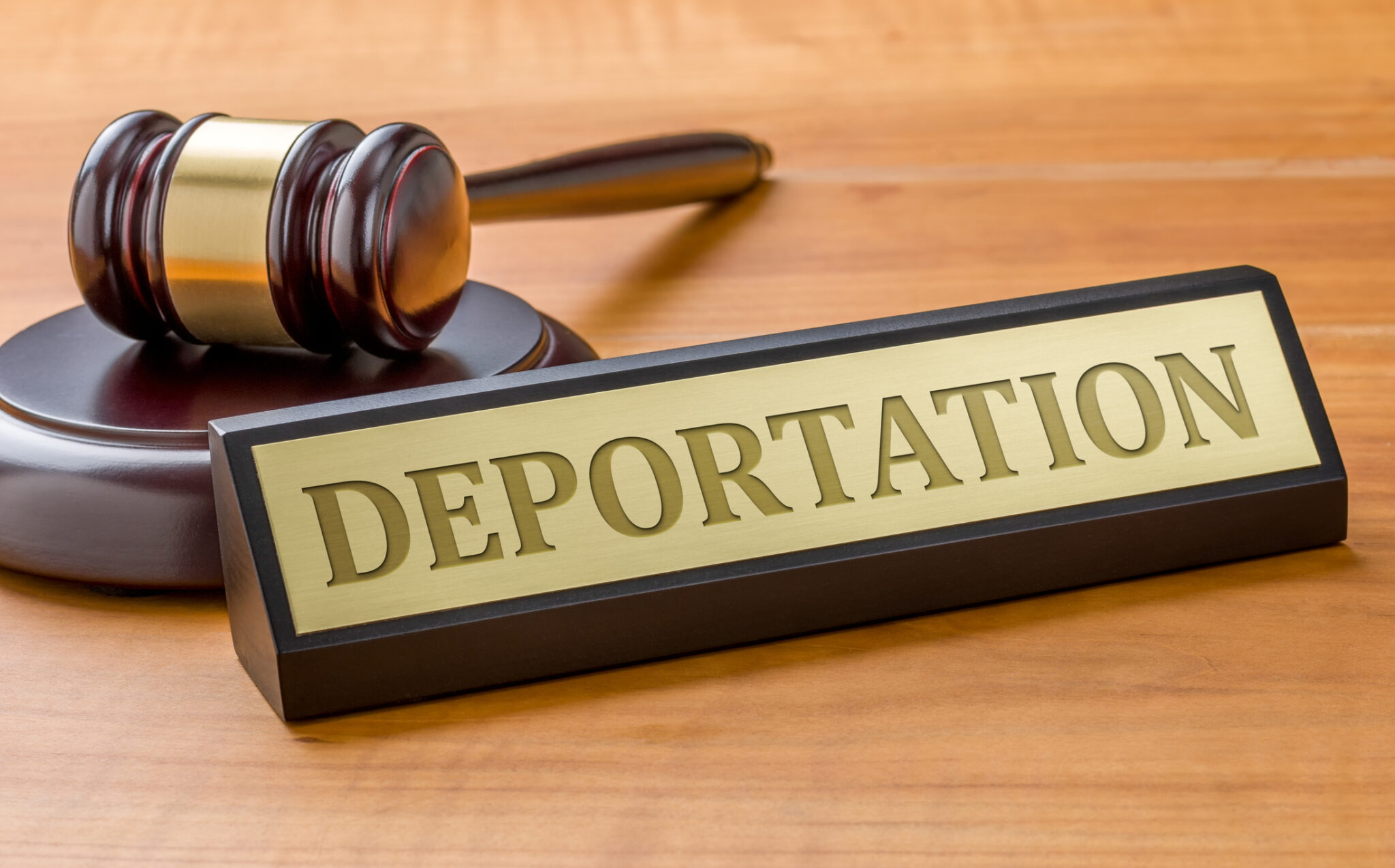 A Gavel And A Name Plate With The Engraving Deportation Marietta